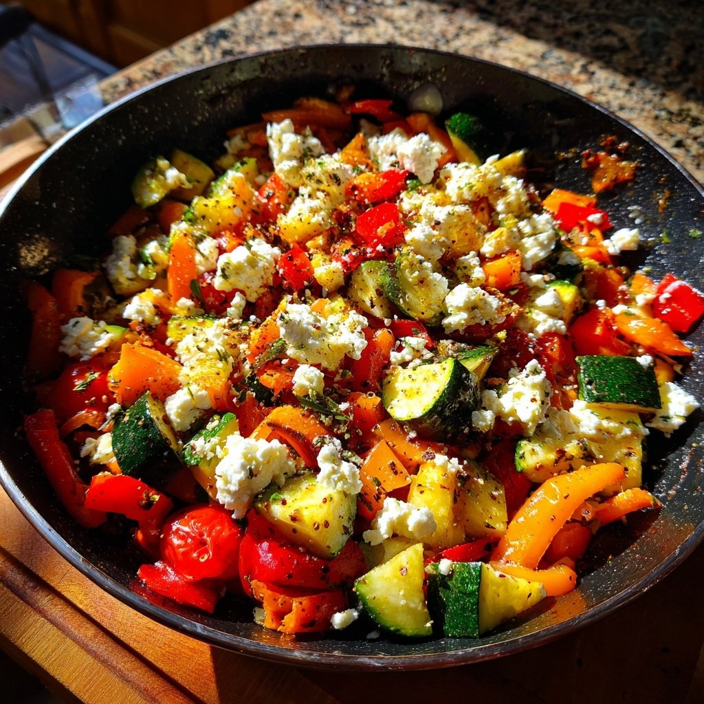 Gesund & Leicht Mediterrane Gemüsepfanne mit Feta