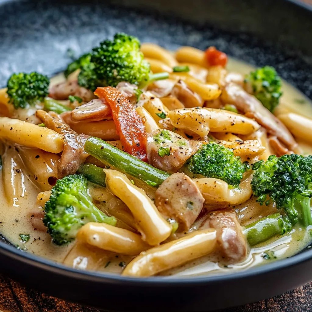 Schupfnudeln mit Brokkoli und Schinken