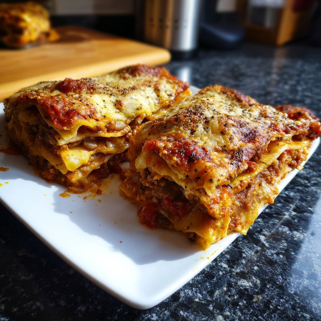 Lasagne mit Tomaten-Linsen-Sauce